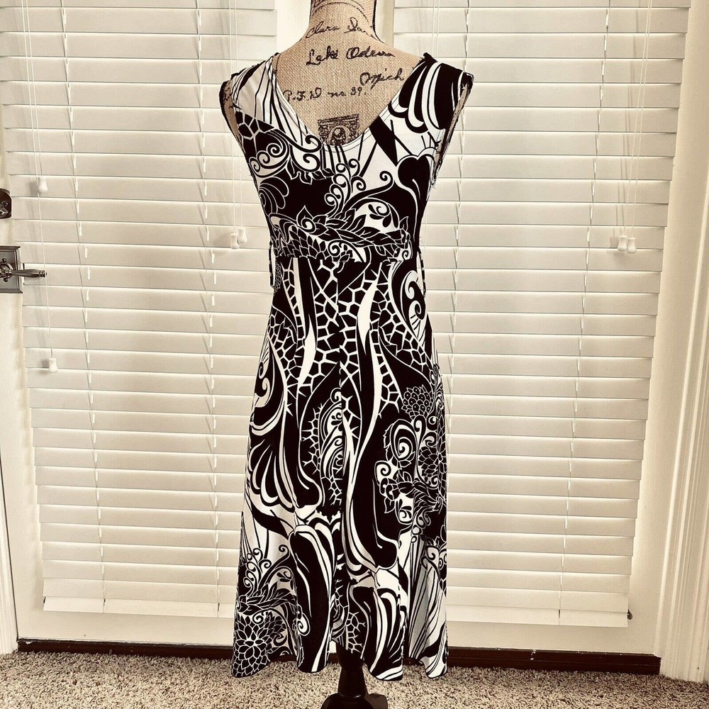 90’s Y2K Zoey Beth Juniors Maxi Dress Size Small Floral Sleeveless Black White - Picture 9 of 15